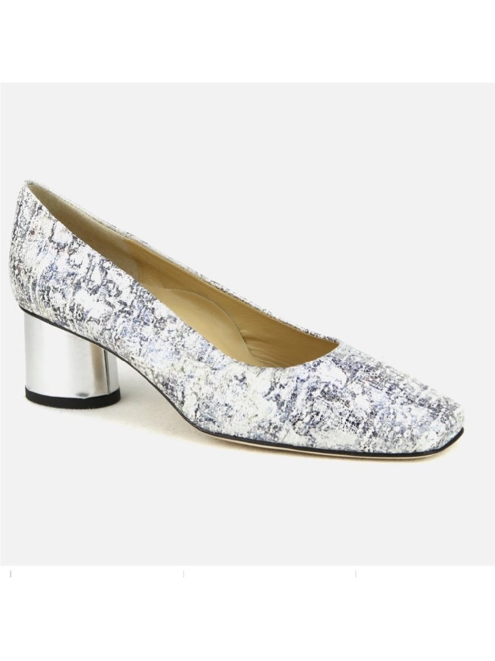 Brunate  silver rose gold metallic leather pumps